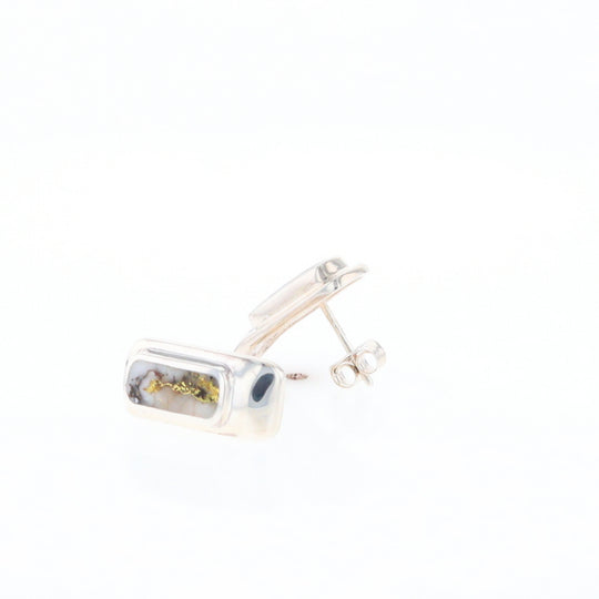 Gold Quartz Inlaid Rectangle Stud Earrings - G3