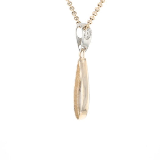 Gold Quartz Necklace Tear Drop Inlaid Pendant with .11ctw Diamonds