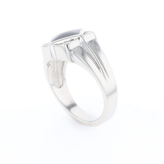 Natural onyx ring diamond shape inlaid design with .16ctw round diamonds