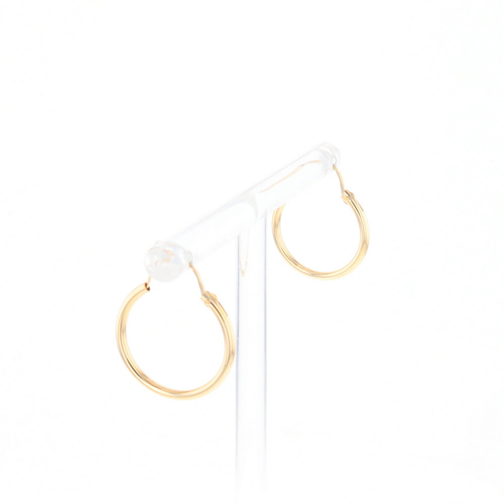 Gold Hollow Tube Hoop Earrings