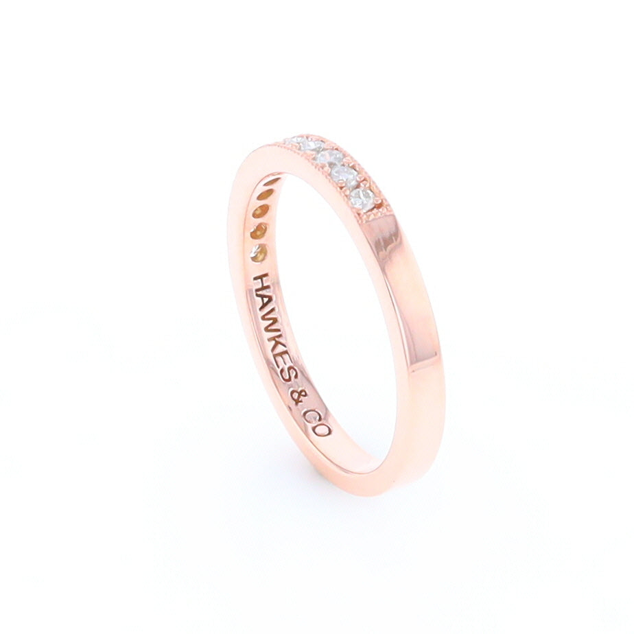 Rose Gold Milgrain Diamond Wedding Band