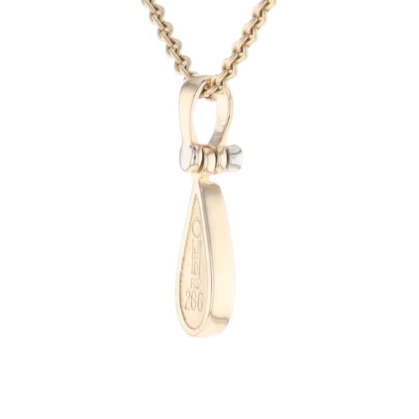 Gold Quartz Pendant Tear Drop Inlaid Design with .02ct Diamond