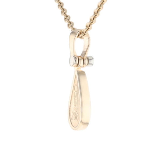Gold Quartz Pendant Tear Drop Inlaid Design with .02ct Diamond