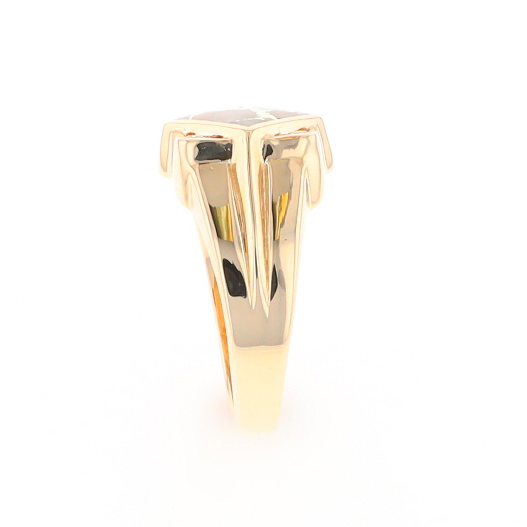 Gold Quartz Mens Ring with Diamond Accents