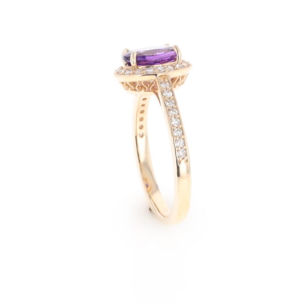 Oval Amethyst with Diamond Halo Ring