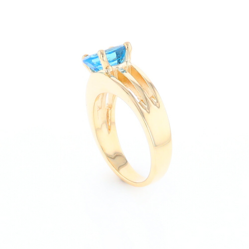 Split Shank Oval Blue Topaz Ring