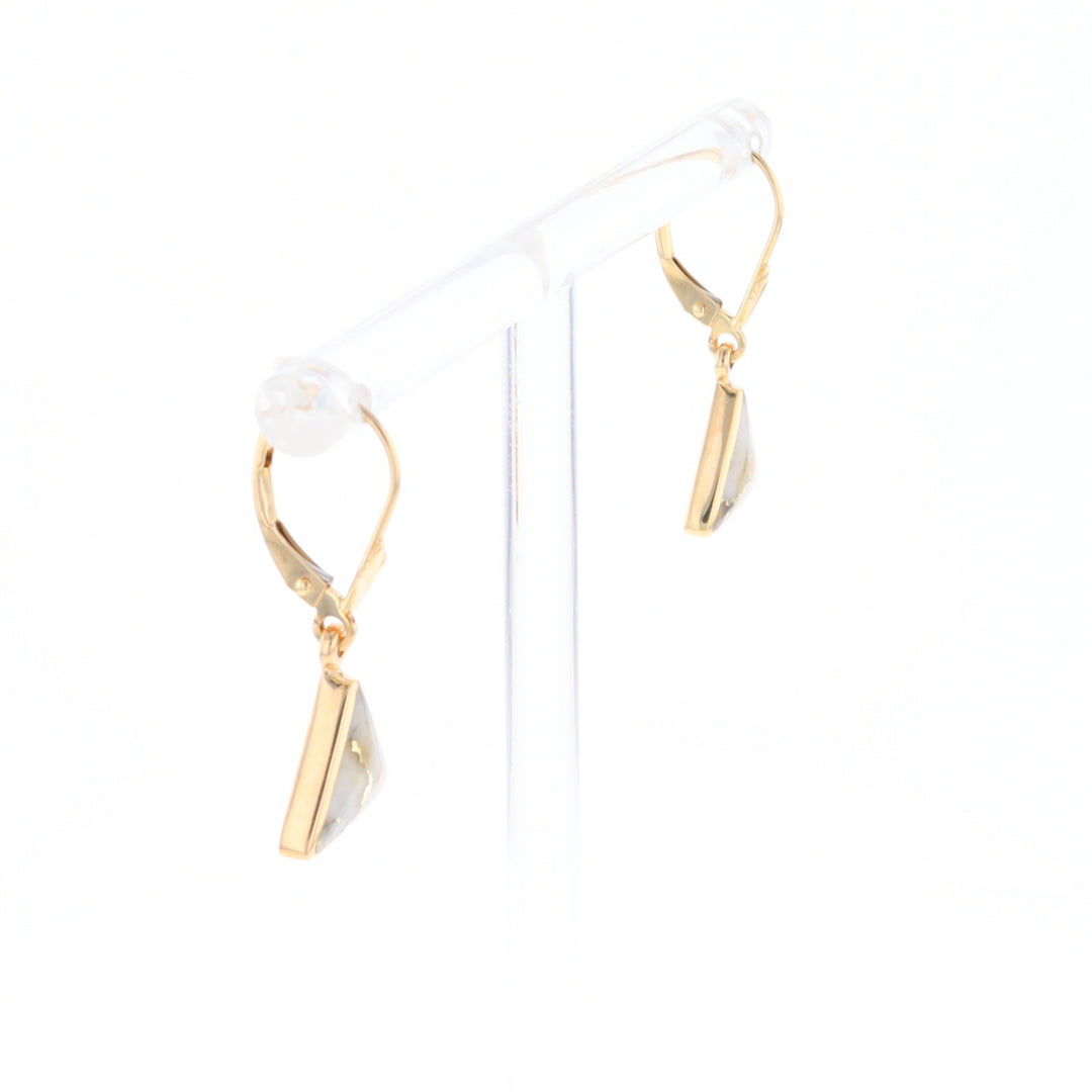 Gold Quartz Triangle Inlaid Earrings - G2