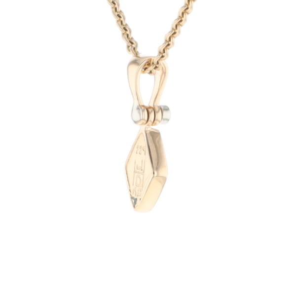 Gold Quartz Necklace Diamond Shape Inlaid Pendant with .02ct Diamond