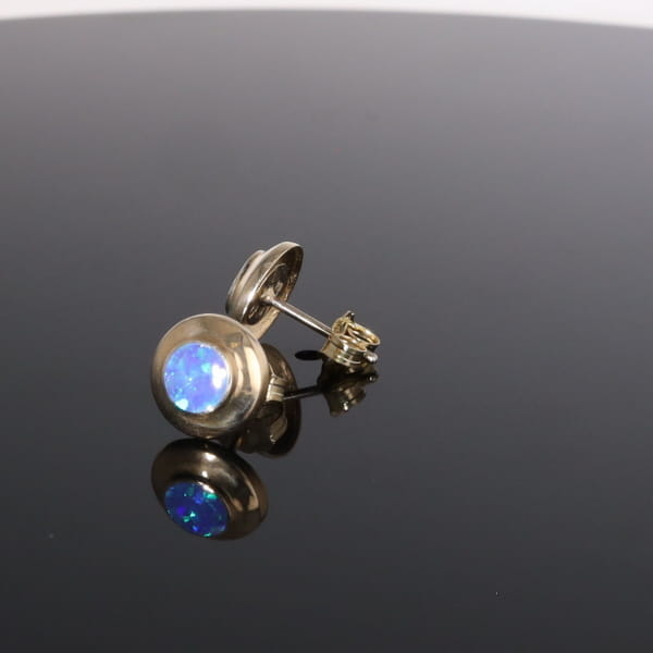 Opal Earrings Round Inlaid Design Studs
