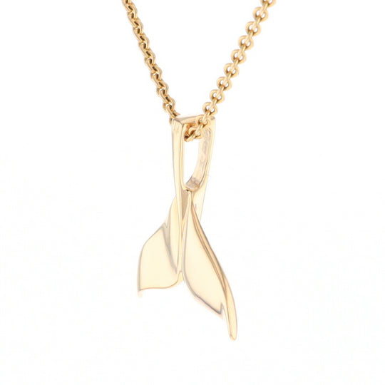 Whale Tail Necklaces Single Sided Gold Quartz Inlaid Sea life Pendant