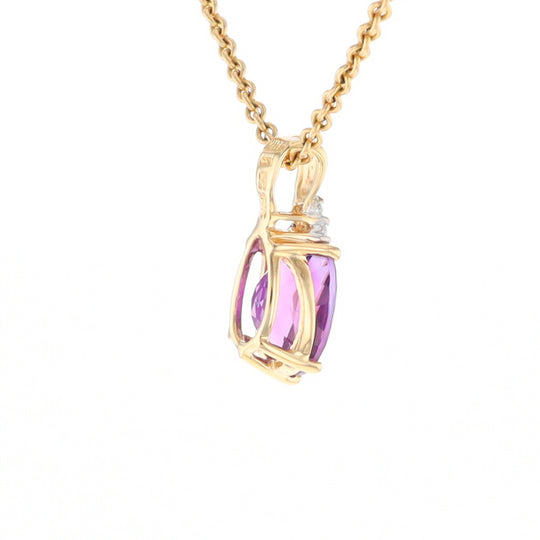 Oval Amethyst Diamond Pendant