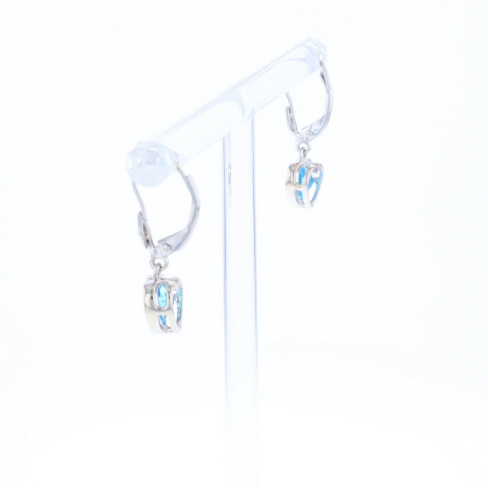 Blue Topaz Diamond Dangle Heart Earrings