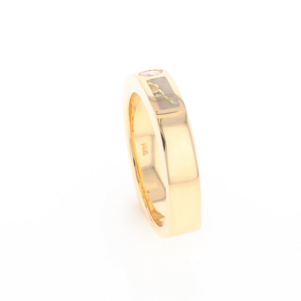 Gold Quartz Ring Double Sided Inlaid Design with .10ct Round Diamond G2