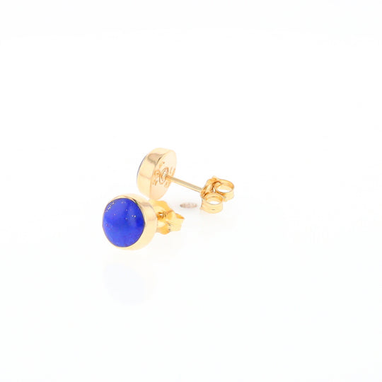 Lapis 6mm Round Inlaid Earrings