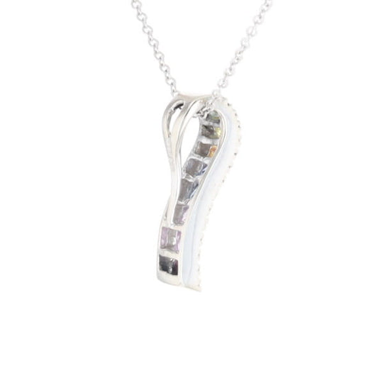 Multi-color Sapphire Necklace with Diamond Accents