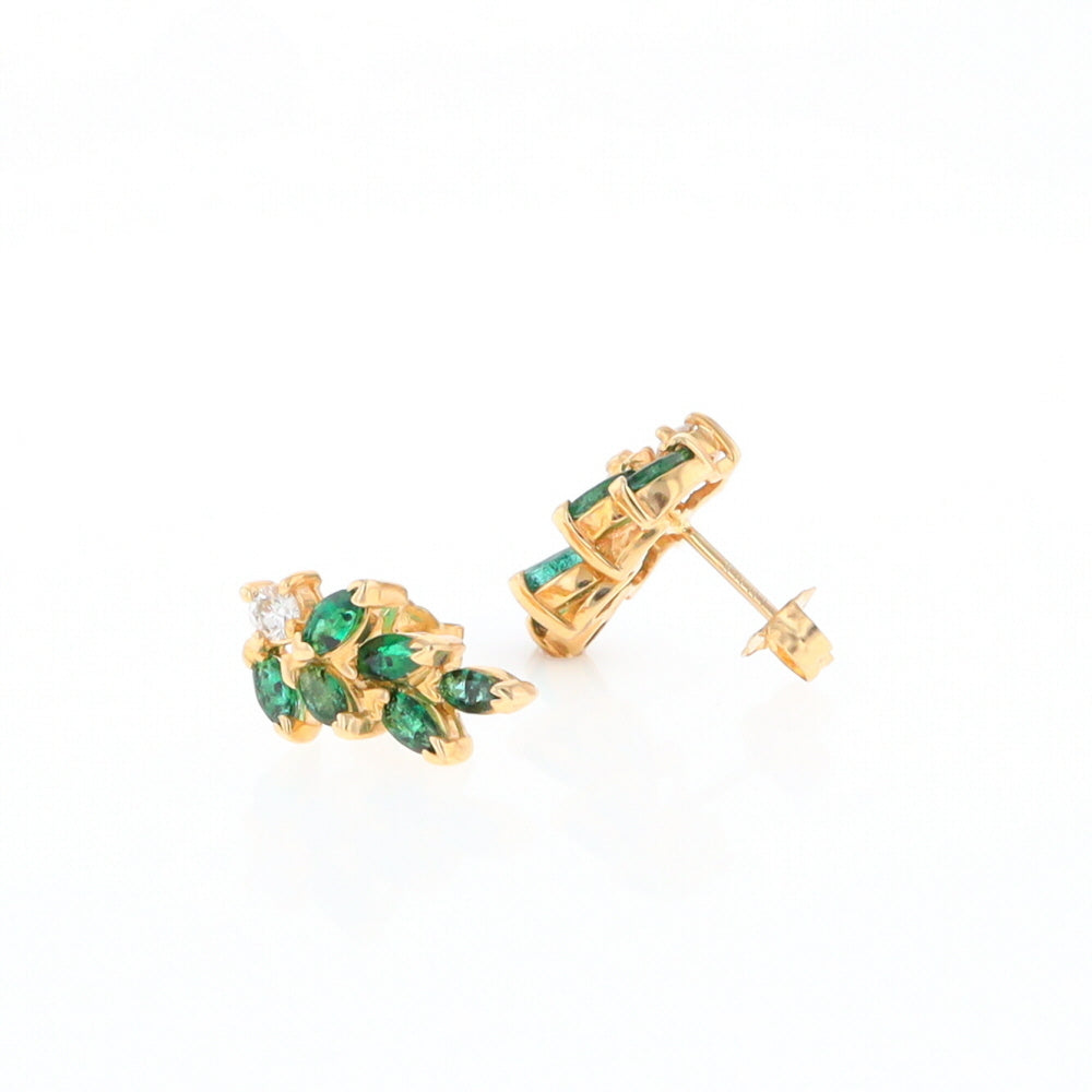 Marquise Emerald Cluster Stud Earrings