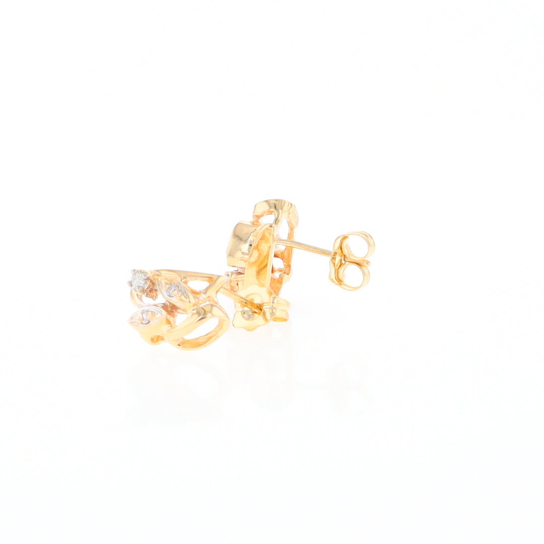 Diamond Leaf Stud Earrings