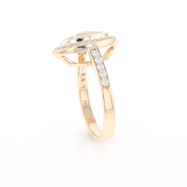 Marquise Gold Quartz Inlaid Ring with 0.65ctw Diamond Halo