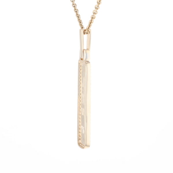 Gold Quartz Necklace, Rectangle Inlaid, .27ctw Diamond Halo Pendant