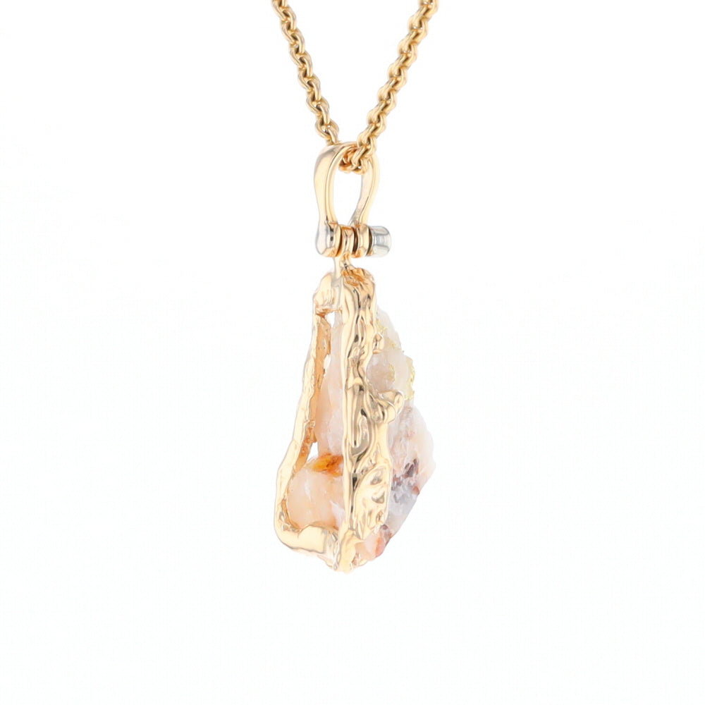 Rough gold Quartz Freeform Pendant