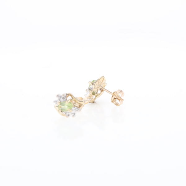 Bypass Peridot and Diamond Stud Earrings