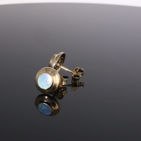 Opal Earrings Round Inlaid Design Studs