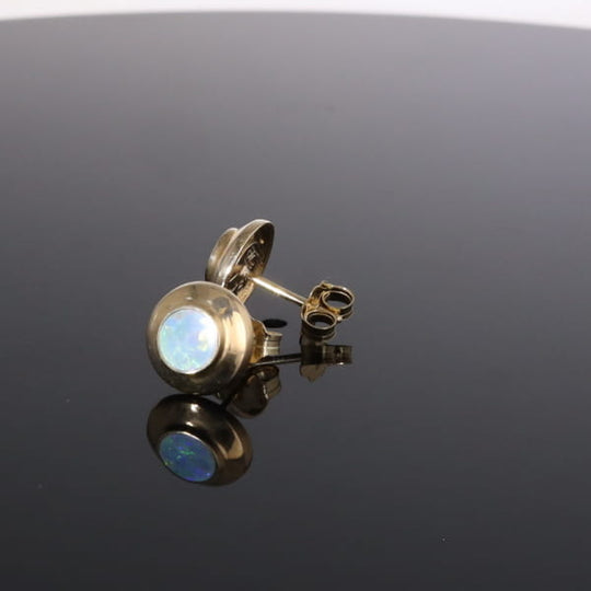 Opal Earrings Round Inlaid Design Studs