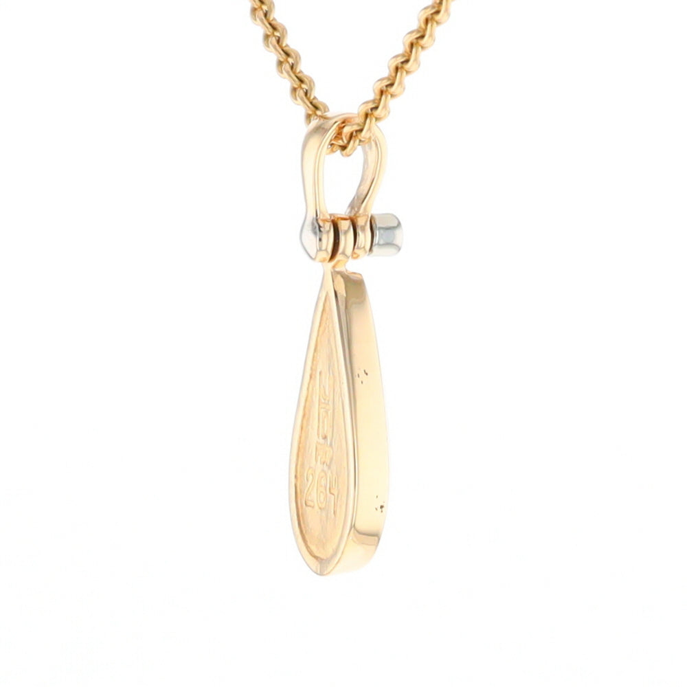 Gold Quartz Necklace Tear Drop Inlaid Pendant with .02ct Diamond