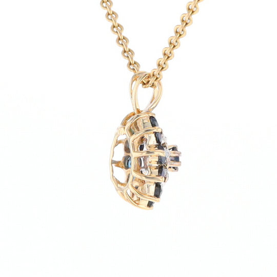 Round Diamond & Sapphire Cluster Pendant