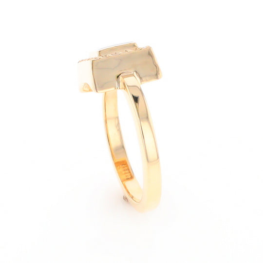 Gold Quartz Ring Square Inlaid Halo .14ctw Diamonds Design