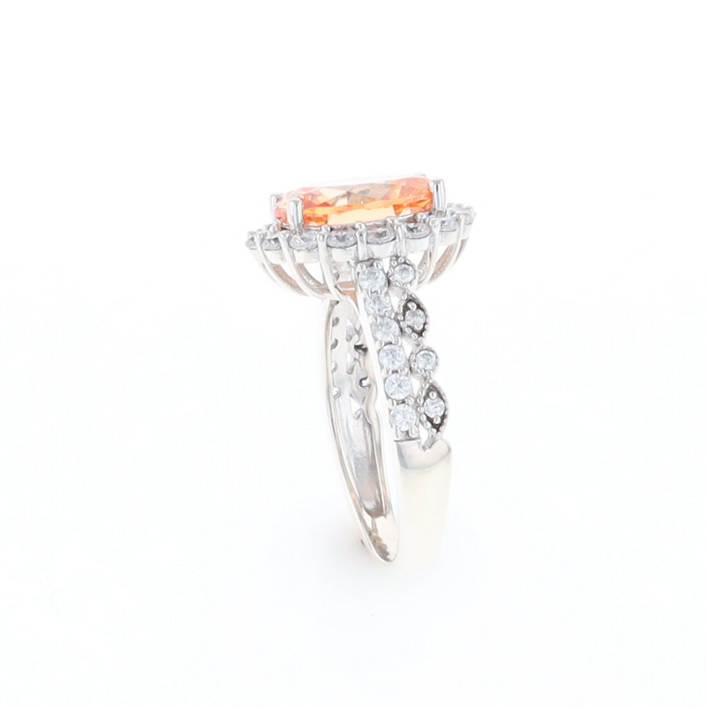 Peach Imitation Topaz Halo Ring