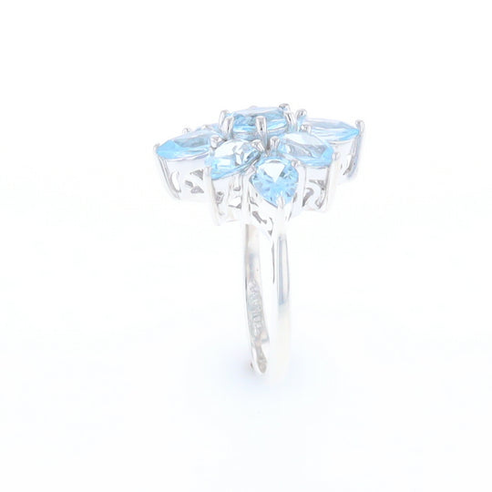 Blue Topaz Flower Ring