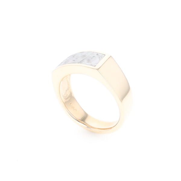 Rectangle Meteorite Inlaid Ring