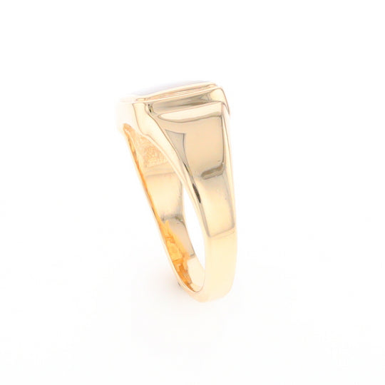 Gold Quartz Ring Square Inlaid Design