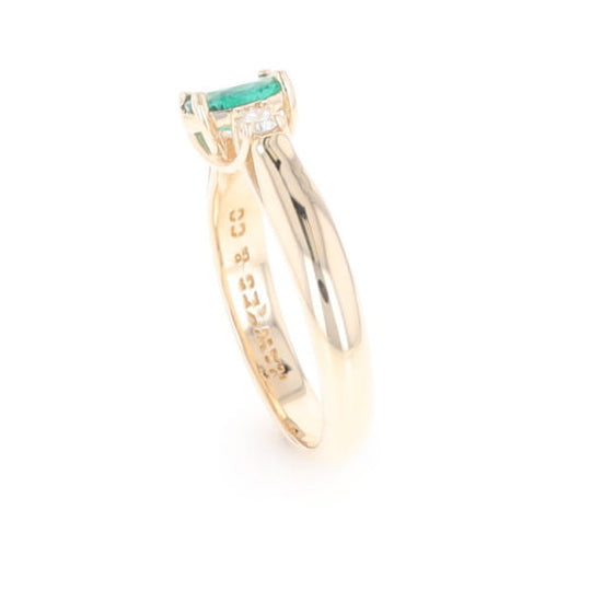 Emerald Three-Stone Trellis Ring