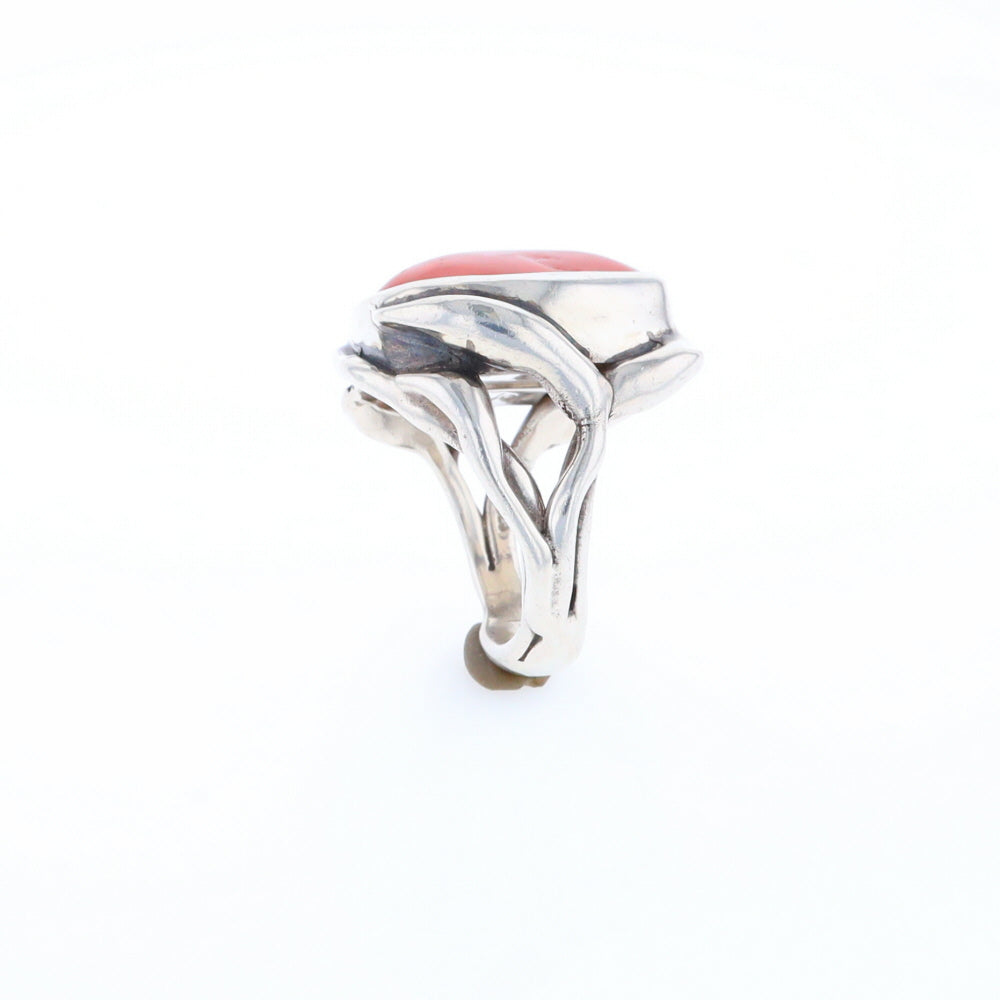 Native Oval Coral Free Form Ring