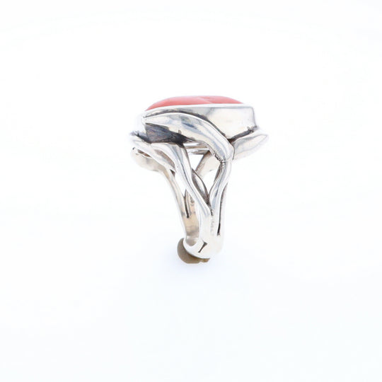 Native Oval Coral Free Form Ring