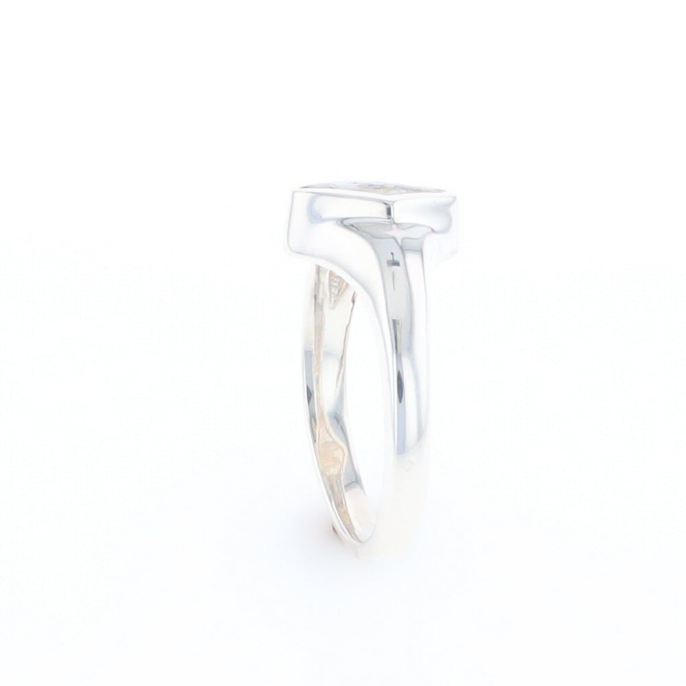 Sterling Silver Gold Quartz Inlaid Diamond Shaped Ring - G3