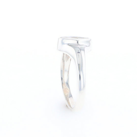 Sterling Silver Gold Quartz Inlaid Diamond Shaped Ring - G3