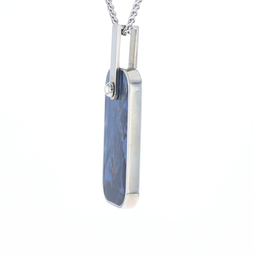 Natural pietersite inlaid dog tag cross pendant