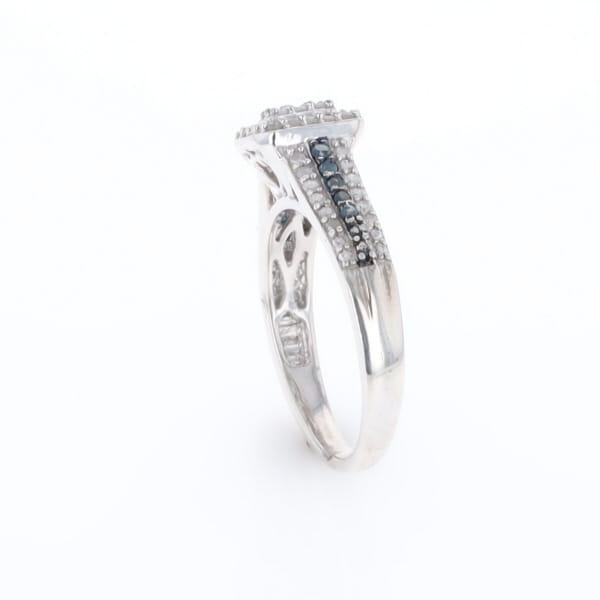 Blue & White Diamond Rectangle Cluster Ring