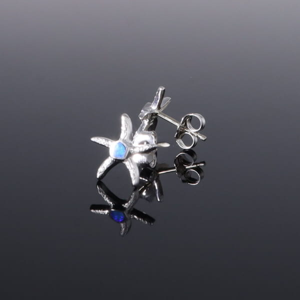 Opal Earrings Inlaid Realistic Star Fish Design