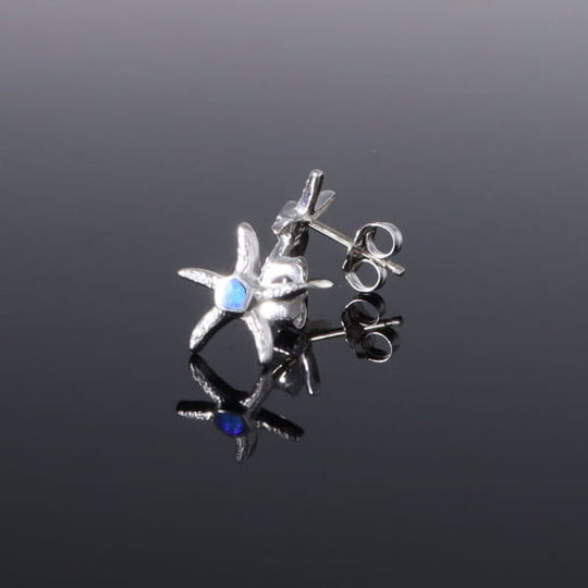 Opal Earrings Inlaid Realistic Star Fish Design