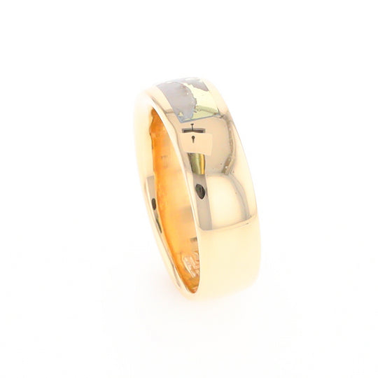 Gold Quartz Ring 3 Section Rectangle Inlaid Band