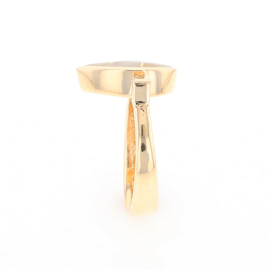 Gold Quartz Ring Pear Shape Inlaid with .18ctw Round Diamonds