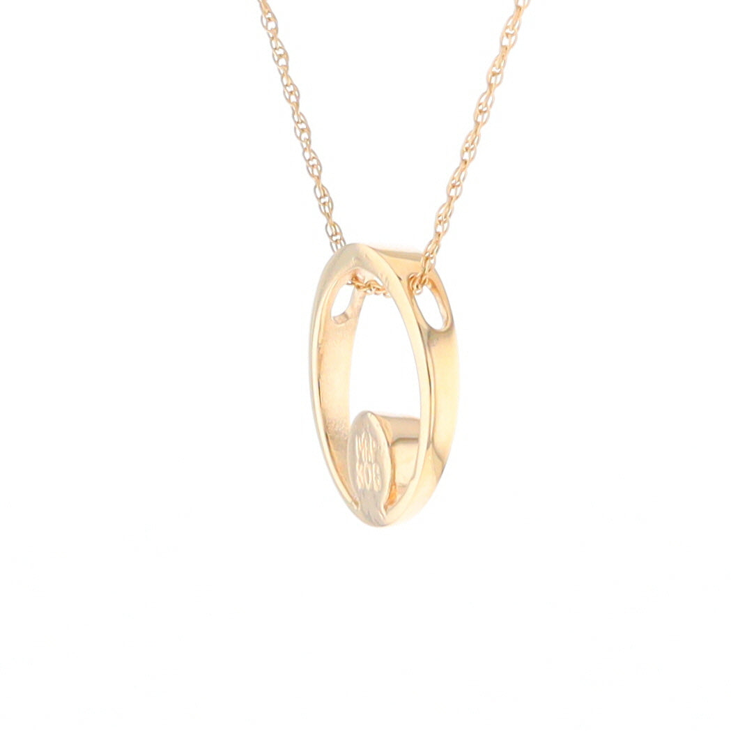 Gold Quartz Pendant Open Circle Design Round Inlay Pendant