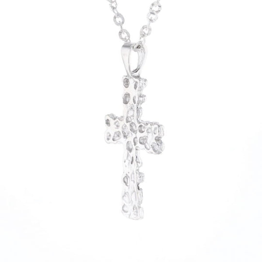 Sterling Silver Nugget Pattered Cross Necklace