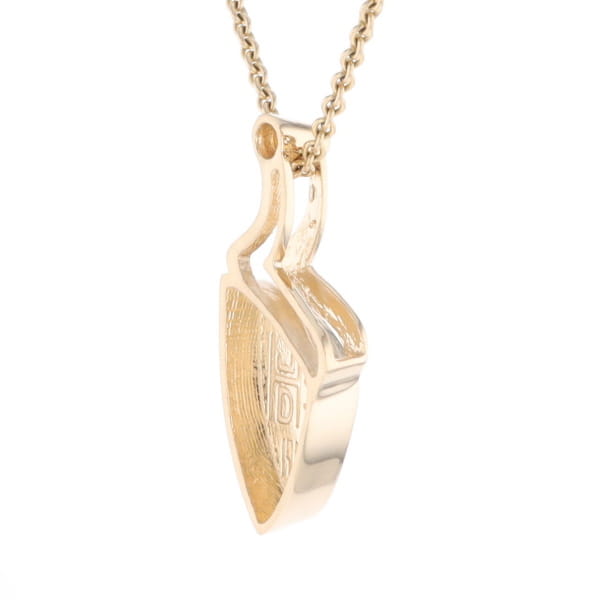 Gold Quartz Triangulare Inlaid Pendant with Diamond Accent