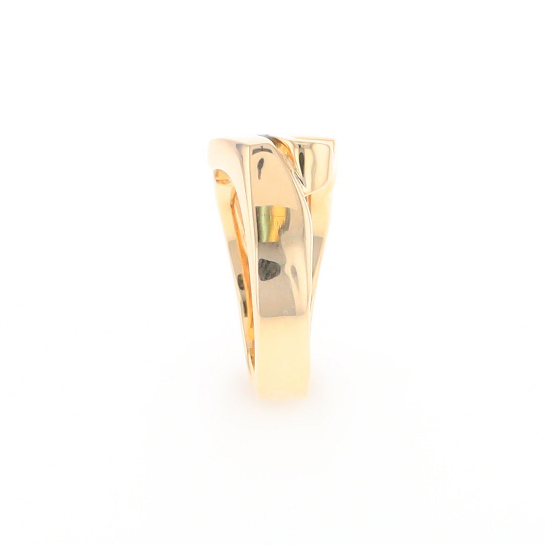 Gold Quartz Ring Geometric Shape Inlaid with 0.30ctw Round Diamonds