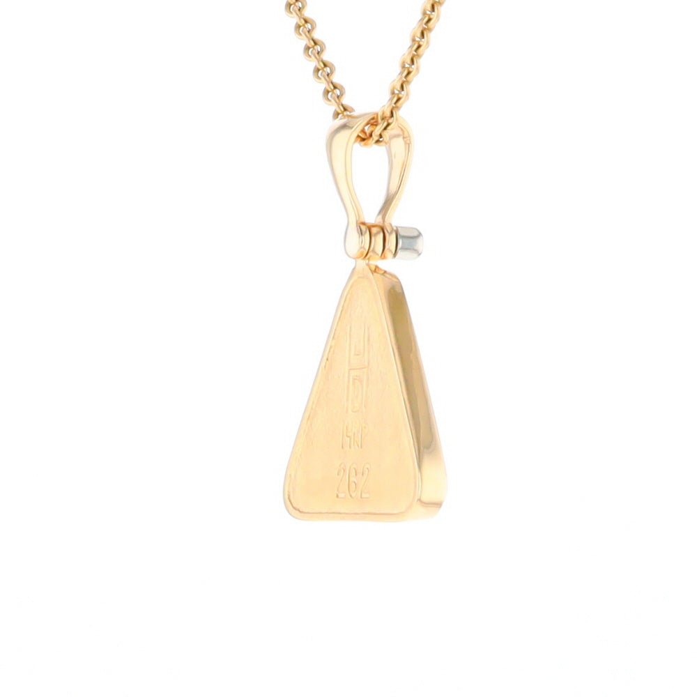 Gold Quartz Necklace Triangle Inlaid Pendant with .02ct Diamond